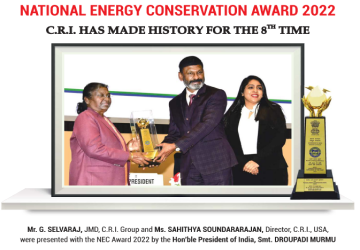 CRI Wins The Prestigious National Energy Conservation Award For The 8th Time And 6th In A Row From The Hon’ble President Of India
